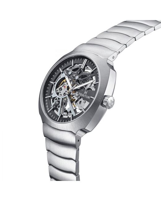 Heritor Metallic Magnus Stainless Steel-Band Watch for men
