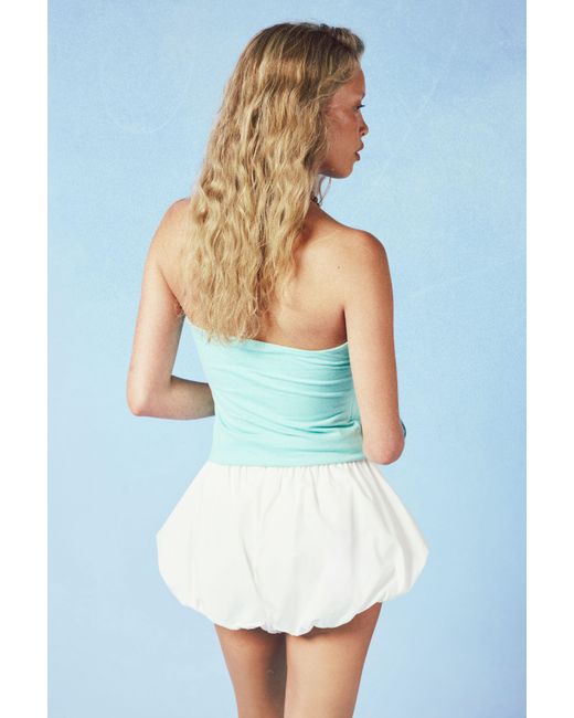 Boohoo Blue Puffball Cotton Shorts