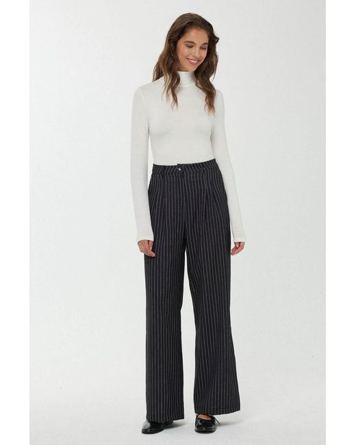 Hiccup Blue High Waist Striped Straight Leg Pants