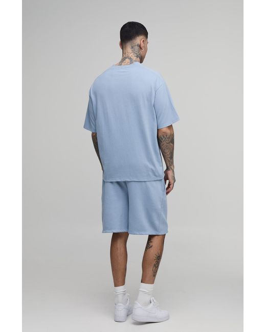 BoohooMAN Blue Tall Baggy Drop Crotch Mid Length Short for men