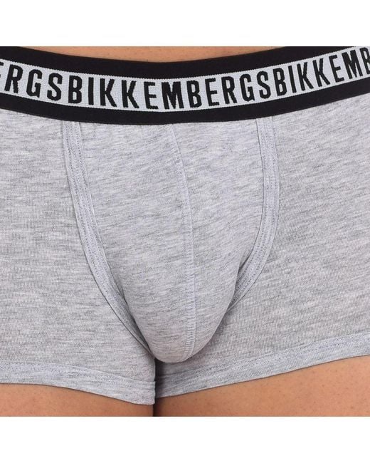 Bikkembergs Gray Pack-2 Boxers Fashion Tape Anatomical Front Bkk1Utr08Bi for men
