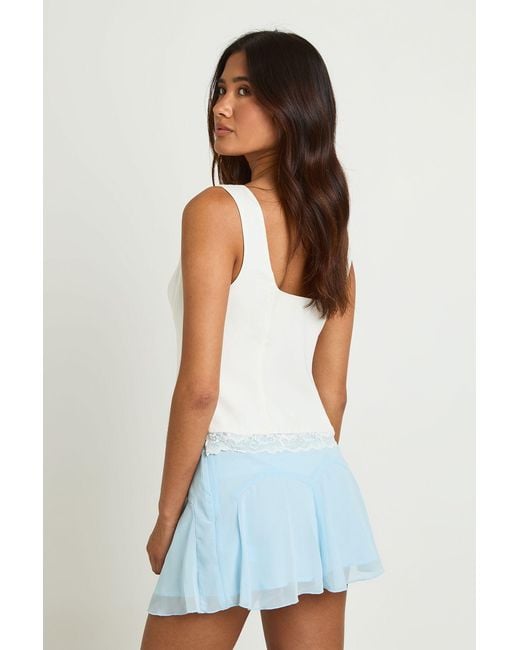 Boohoo Blue Chiffon Godet Mini Skirt