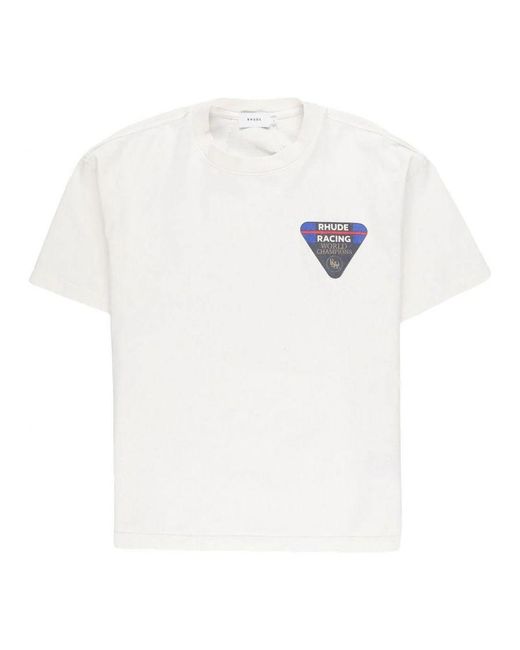 Rhude White Racing World Champions Graphic Print T-Shirt for men