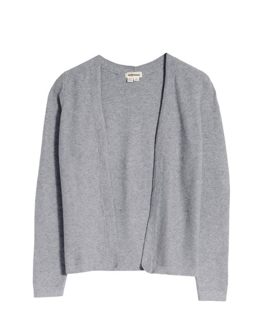 White Stuff Gray Herringbone Edge Open Cardigan