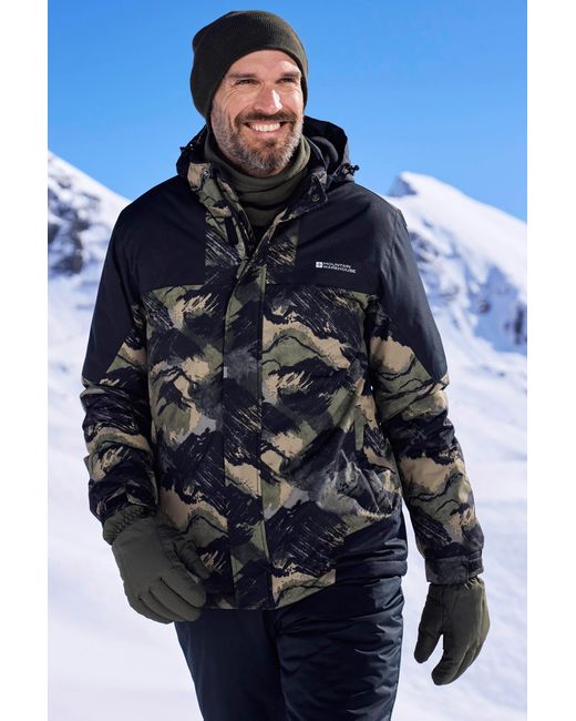 Mountain Warehouse Blue 'Shadow Ii' Printed Ski Jacket With Multiple Pockets Snow Proof Coat for men