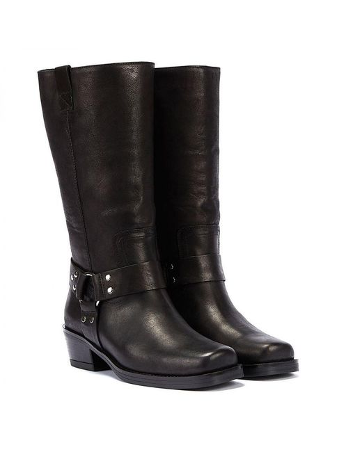 Bronx Black Trig-Ger Harness Waxy Leather Boots