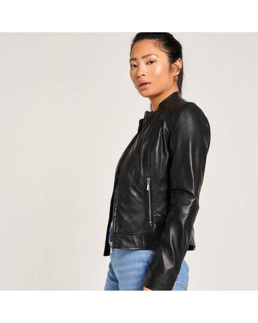 Barney's Originals Black Real Leather Moto Biker Jacket