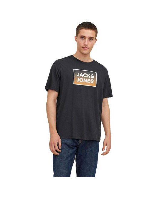 Jack & Jones Black Round Neck T Shirt Short Sleeve for men