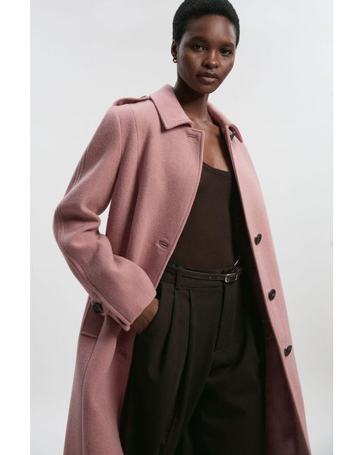Karen Millen Multicolor Wool Oversized Single Breasted Tailored Midi Coat
