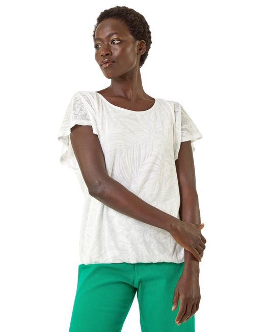 Roman Green Burnout Bubble Hem Top