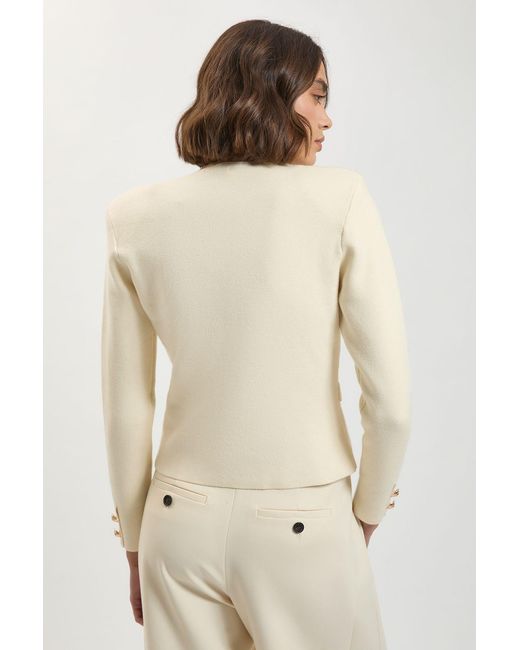 Karen Millen Natural Wool Look Military Double Breasted Knitted Cardigan