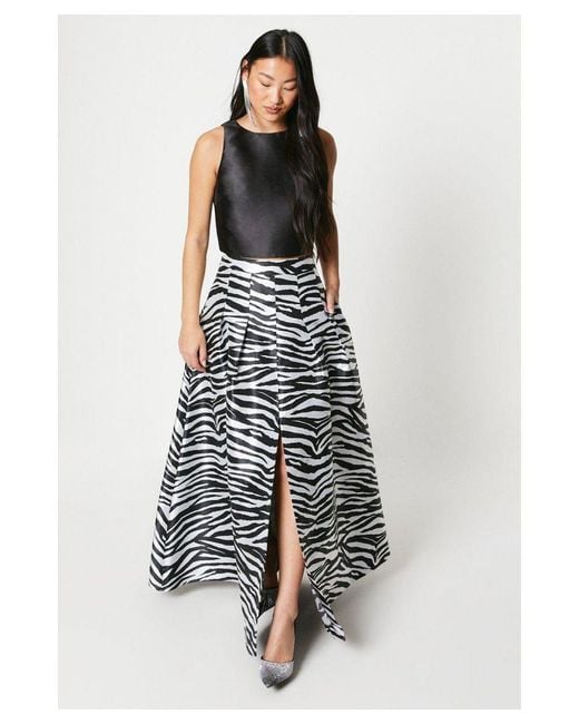 Coast White Petite Zebra Jacquard Maxi Skirt