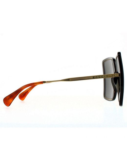Gucci Brown Square Crystal And Sunglasses Metal