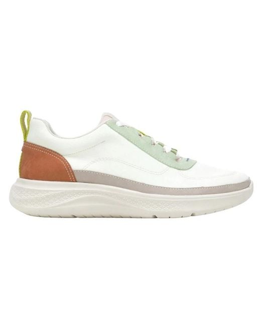 Hush Puppies White Ladies Elevate Leather Trainers (Multicoloured)