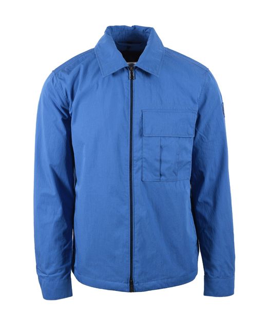 Belstaff Blue Cargo Overshirt Marine Cotton for men