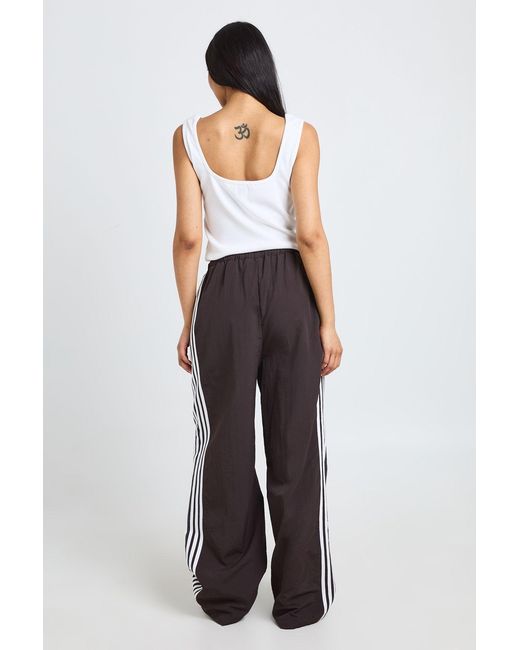 Boohoo Brown Tall Nylon Side Stripe Wide Leg Trousers
