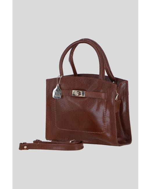 Ashwood Leather Brown Genuine Structured Handbag With Detachable Crossbody Strap