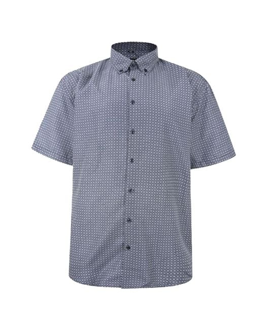 Fitzgerald London Blue Short Sleeve Shirt Plus Size With Trendy Sandy Circles Design for men