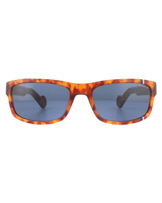 Moncler Blue Rectangle Havana Sunglasses for men