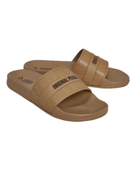 Original Penguin Brown Paradise Sand Slides for men