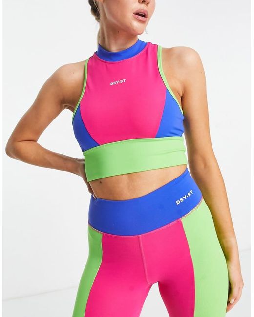 Daisy Street Pink Active Neon Sleeveless High Neck Crop Top