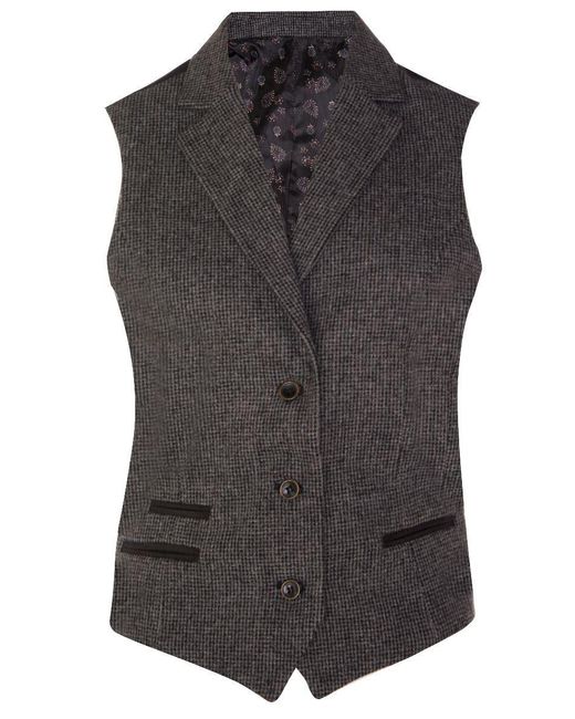 TruClothing Black Tweed 1920S Herringbone Waistcoat