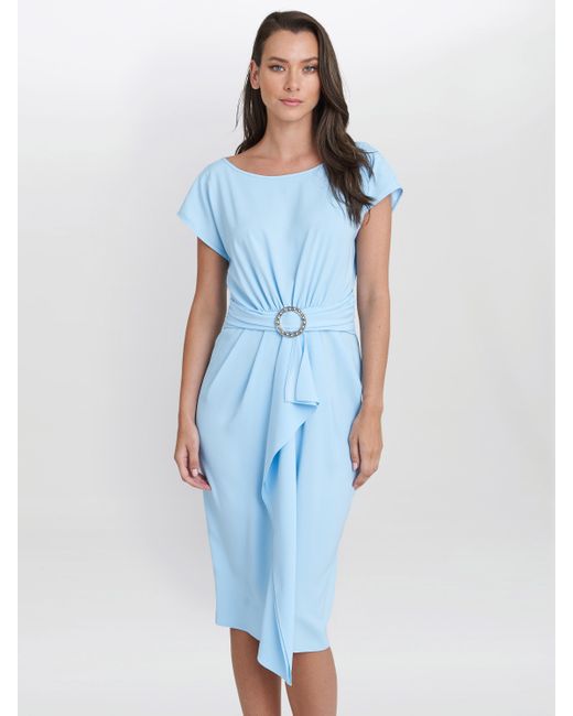 Gina Bacconi Blue Pelia Crepe Dress With Satin Lining