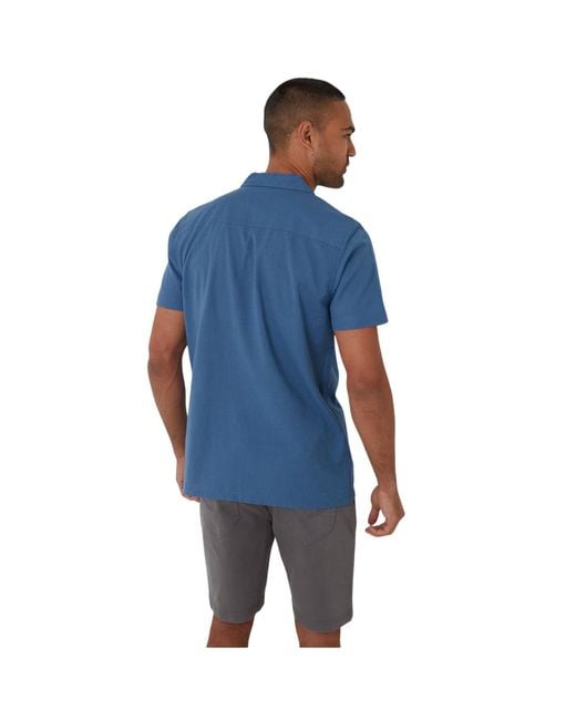 Threadbare Blue Embroidered Short-Sleeved Shirt (Denim) for men