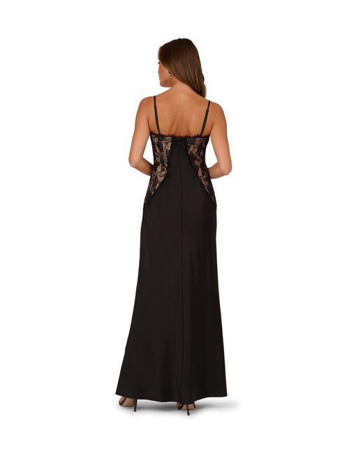 Adrianna Papell Black Stretch Satin Long Dress