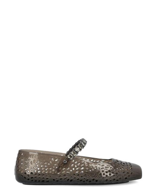 Jimmy Choo Gray The Jelly Crystal Ballet Flats