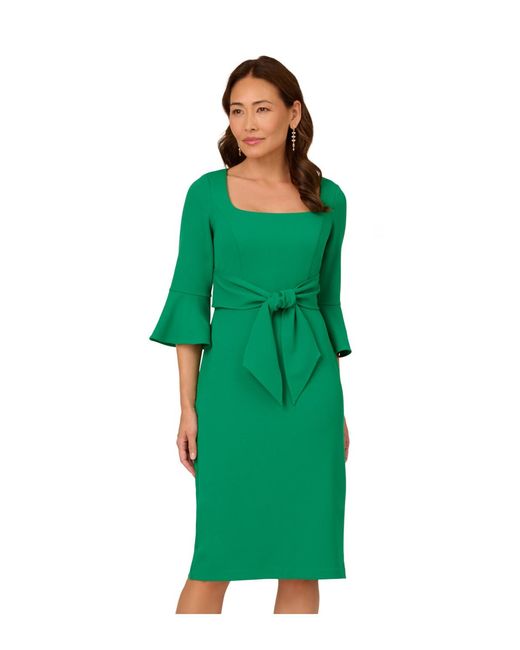 Adrianna Papell Green Bell Sleeve Tie Front Dress