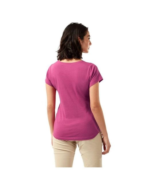 Craghoppers Pink Ladies Miri Quote Short-Sleeved T-Shirt (Raspberry)