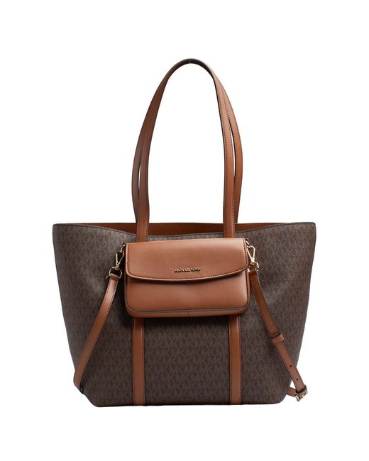 Michael Kors Brown 2-In-1 Tote Bag Jet Set Travel Large Set Handbag And Shoulder Bag 35S6Gtvt3B
