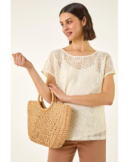 Roman Natural Lace Overlay Top