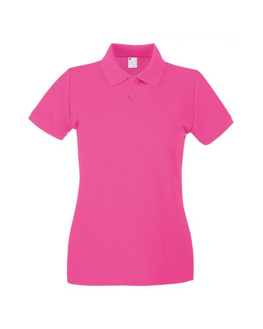 Fruit Of The Loom Pink Ladies Lady Fit Short-Sleeved Polo Shirt (Hot) Cotton