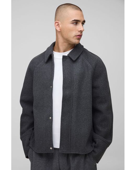 BoohooMAN Gray Oversized Raglan Sleeve Overshirt for men