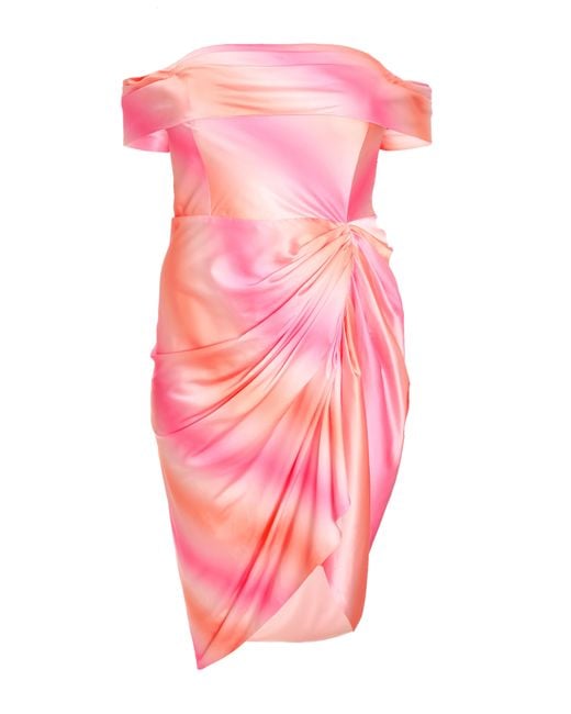 Quiz Pink Curve Ombre Bardot Midi Dress