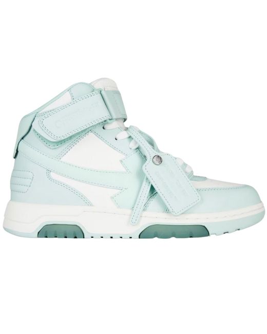 Off-White c/o Virgil Abloh Blue Off- Out Of Office Mid Top Mint Leather Sneakers for men