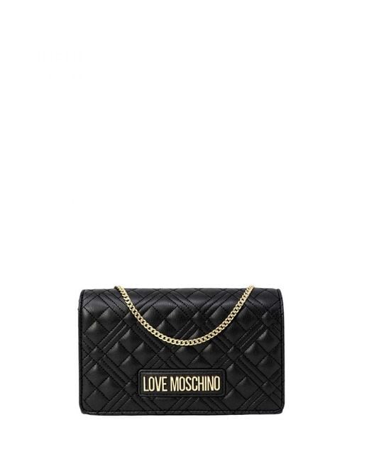 Moschino Black Love Plain Shoulder Bag With Clip Fastening