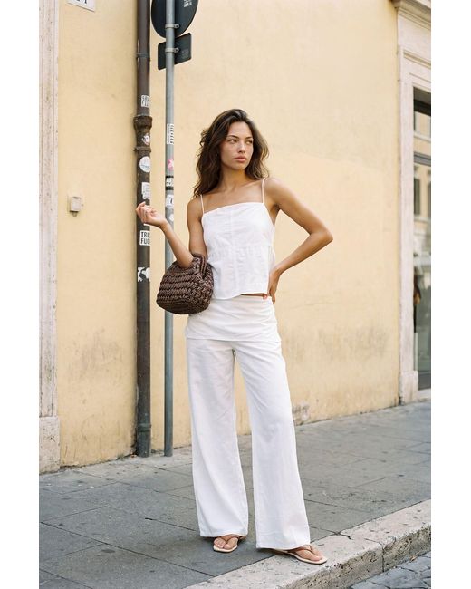 Boohoo Natural Linen Look Skirt Overlay Balloon Trouser