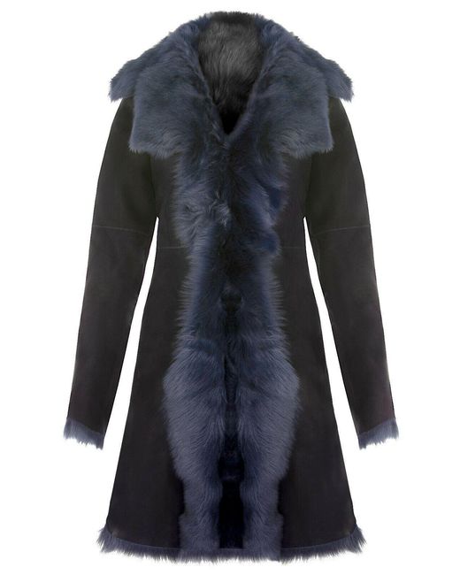 Infinity Leather Blue Toscana Sheepskin Suede Trench Coat-Tbilisi