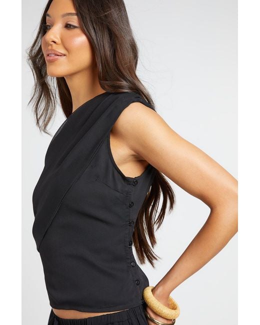 Boohoo Black Chiffon Asymmetric Multiwear Wrap Top
