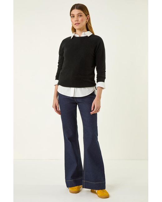 Roman Black Pocket Stretch Flare Jeans