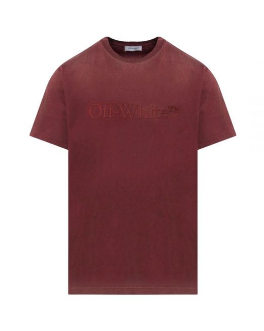 Off-White c/o Virgil Abloh Gebroken Wit Gewassen Slim-fit Gepureerd Pompoen-t-shirt in het Red voor heren