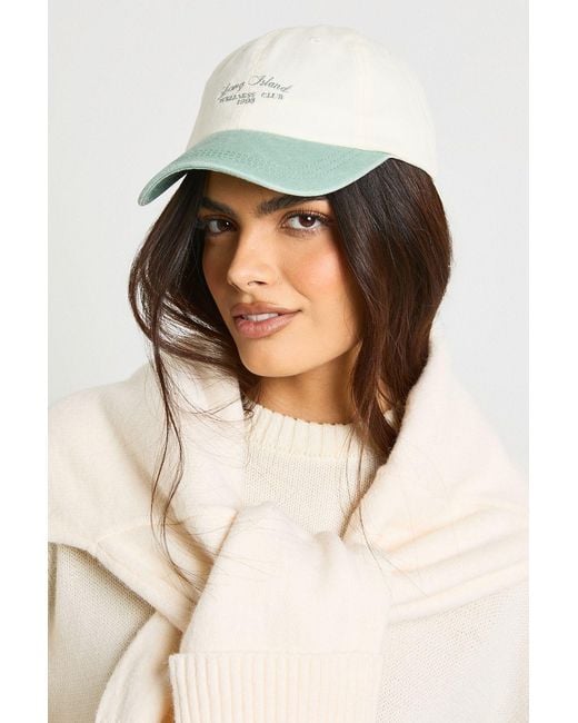 Boohoo Green Two Tone Slogan Washed Cap