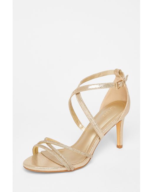 Quiz Natural Shimmer Cross Strap Heels
