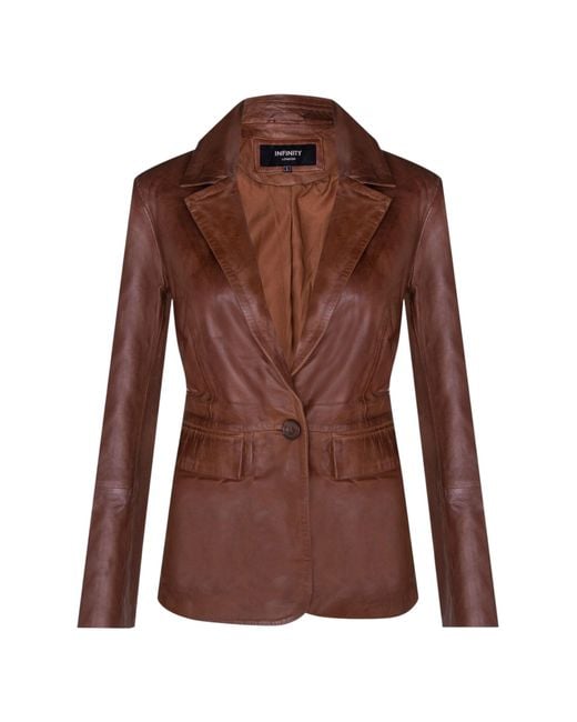 Infinity Leather Brown Italian Blazer Jacket-Eclipse Lamb Leather
