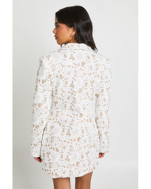 Boohoo White Premium Lace Fitted Blazer Dress