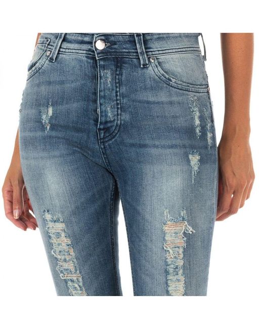 Met Blue Long Denim Pants With Straight Hem Cut 10Db50280