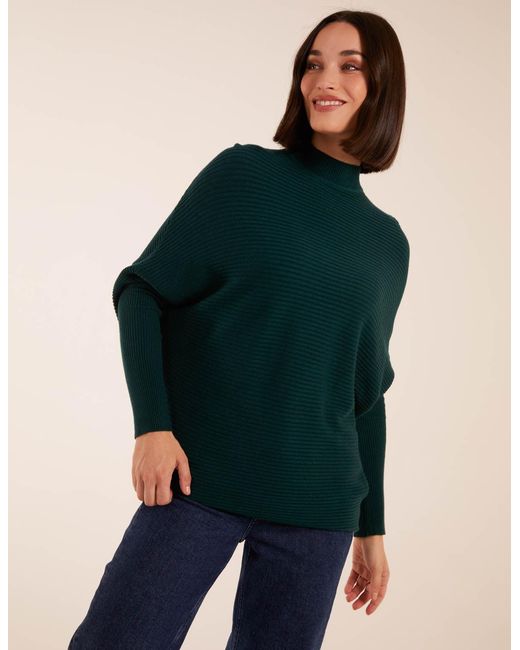 Blue Vanilla Green Ribbed Batwing Jumper